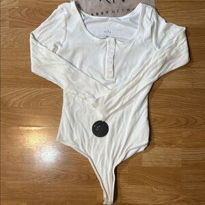 Klassy Network White Bodysuit Ribbed